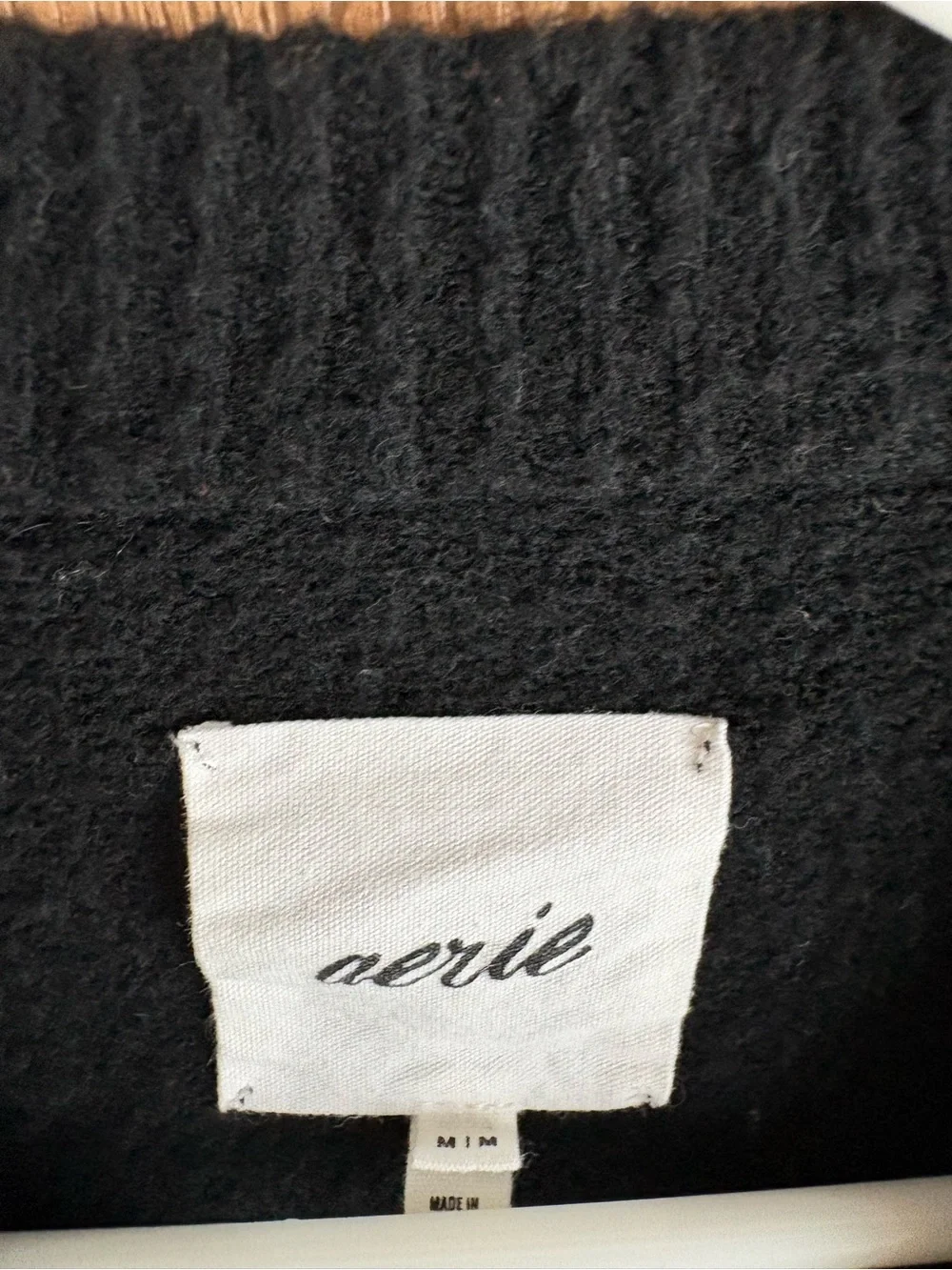 aerie Black Sweater with Cream Stripes - Picture 2 of 4